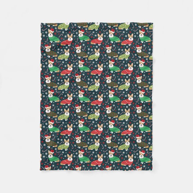 Couverture Polaire Couvre-toison de Noël de Corgi (Devant)