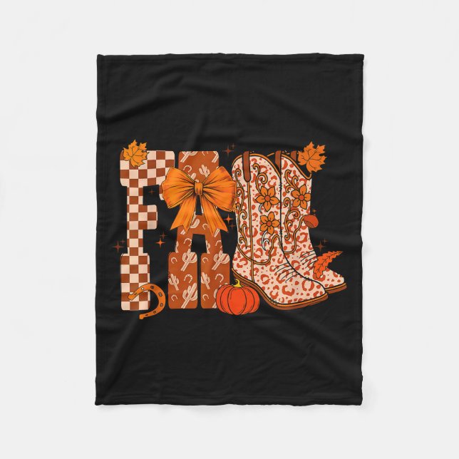Couverture Polaire Cowboy Checkered Fall,fall Pumpkin,boots Cow Funny (Devant)