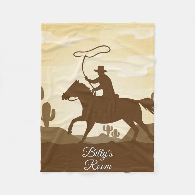 Couverture Polaire Cowboy On Horse Rodeo Roping Personnalisé (Devant)