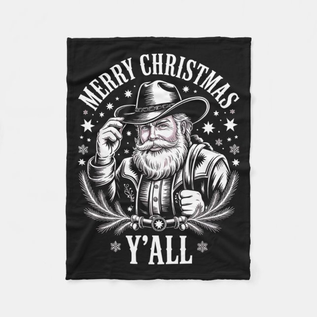 Couverture Polaire Cowboy Santa Claus Merry Christmas Y'all Western C (Devant)