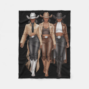 Couverture Polaire Cowgirl occidentale noire Rodeo Mélanine Cowgirl