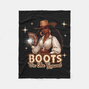 Couverture Polaire Cowgirl sur le terrain Bottes Western Black Girl B
