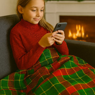 Couverture Polaire Cozy Christmas Tartan in Red and Green