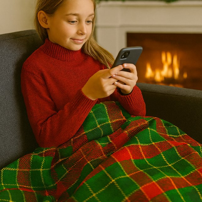 Couverture Polaire Cozy Christmas Tartan in Red and Green  (cozy and warm Christmas red and green tartan fleece blanket)