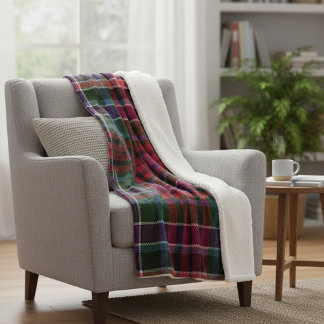 Couverture Polaire Cozy Highland Plaid - Rustic Red & Green Tartan