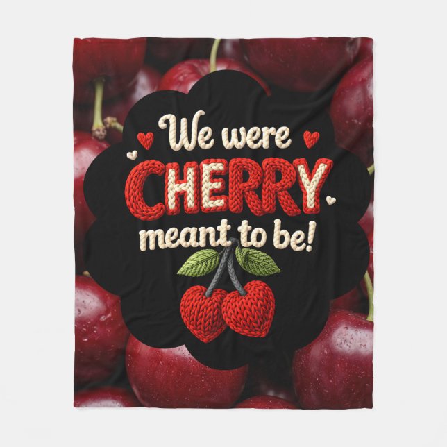 Couverture Polaire Cozy knitted-style typography and adorable cherry  (Devant)