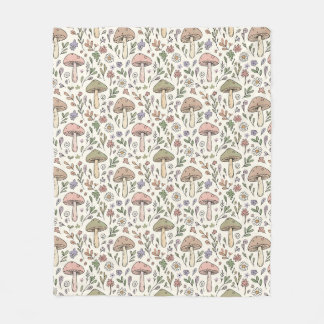 Couverture Polaire Cozy Pastel Cream Fungi Seamless Pattern Gift