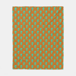 Couverture Polaire Crâne anatomique grungy À petits pois vert orange
