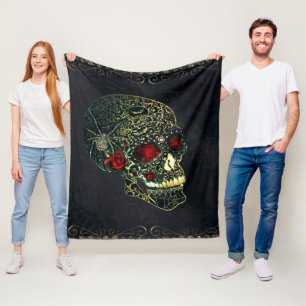 Couverture Polaire Crâne de Araignée Bijou & Roses Glam Gothique Fili