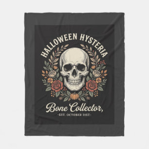 Couverture Polaire Crâne de Halloween Fleur Bone Collector Design_1