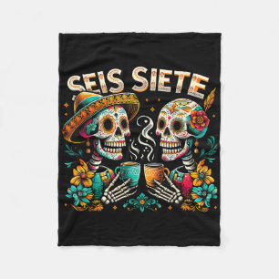 Couverture Polaire Crâne de Sucre Café Fiesta Jour Mexicain Seis Siet