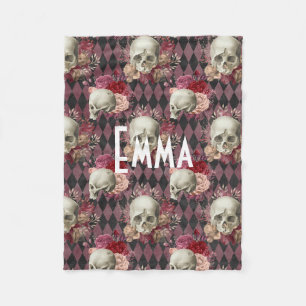Couverture Polaire Crâne floral personnalisé