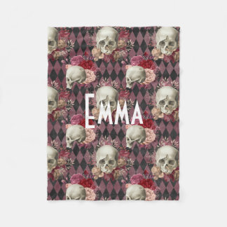 Couverture Polaire Crâne floral personnalisé