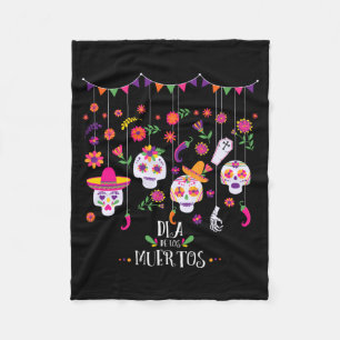Couverture Polaire Crânes de calavera de sucre vibrant Jour du gouver