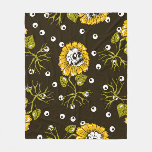 Couverture Polaire crânes de tournesol sans couture motif