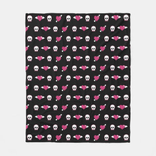 Couverture Polaire Crânes et coeurs