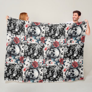 Couverture Polaire Crânes et Vintages volvers Floral
