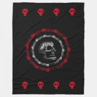 Crânes noirs et blancs/gris/rouge