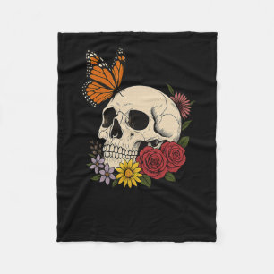 Couverture Polaire Crânes Papillon Monarch Fleurs Halloween Hommes Fe