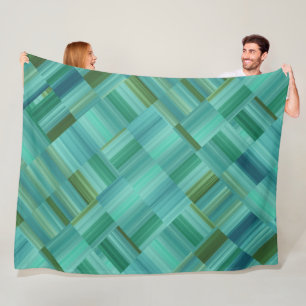 Couverture Polaire Cravate Aqua Green et Blue Blocks