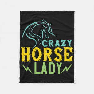 Couverture Polaire Crazy Horse Lady Horse Lover Femmes Horseback Ridi