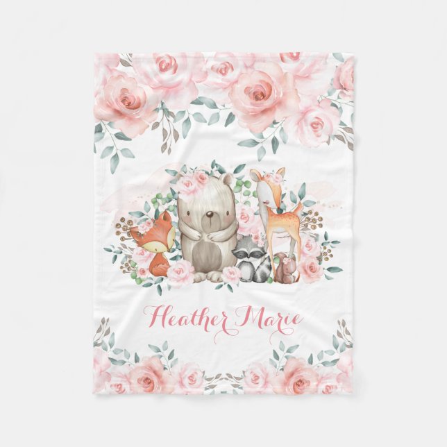 Couverture Polaire Crèche florale de fille de roses de rose féminin (Devant)