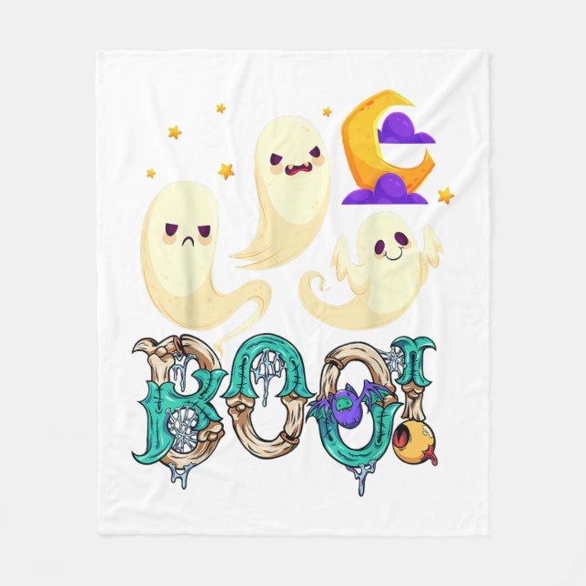 Couverture Polaire Creep It Real Skateboard Ghost Retro Halloween (Devant)