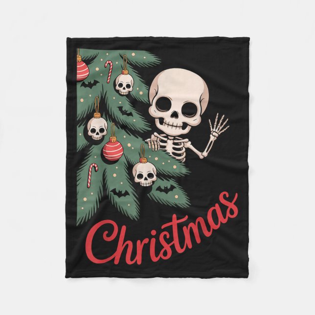 Couverture Polaire Creepy Cute Kawaii Skeleton Christmas Tree Skull B (Devant)