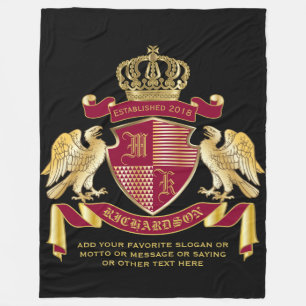 Couverture Polaire Créez votre propre blason d'armoiries d'aigle roug