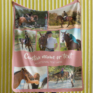 Couverture Polaire Créez votre propre cheval photo Collage rose