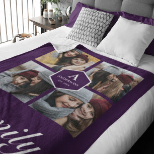 Couverture Polaire Créez votre propre collage photo de famille avec 4