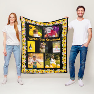 Couverture Polaire Créez votre propre fleur 'Meilleure grand-mère du