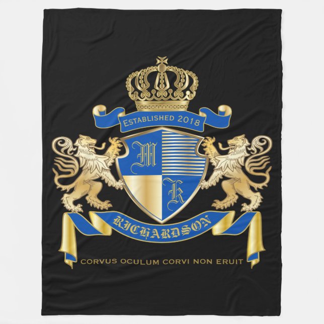 Couverture Polaire Créez votre propre manteau d'emblème bleu de lion (Devant)