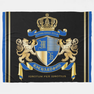 Couverture Polaire Créez votre propre manteau d'emblème bleu de lion
