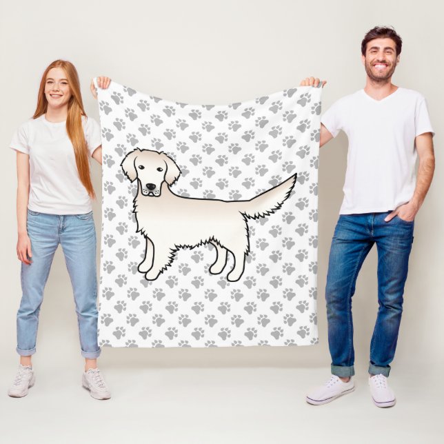 Couverture Polaire Crème anglaise Golden Retriever Cartoon Chien & Pw (En situation)
