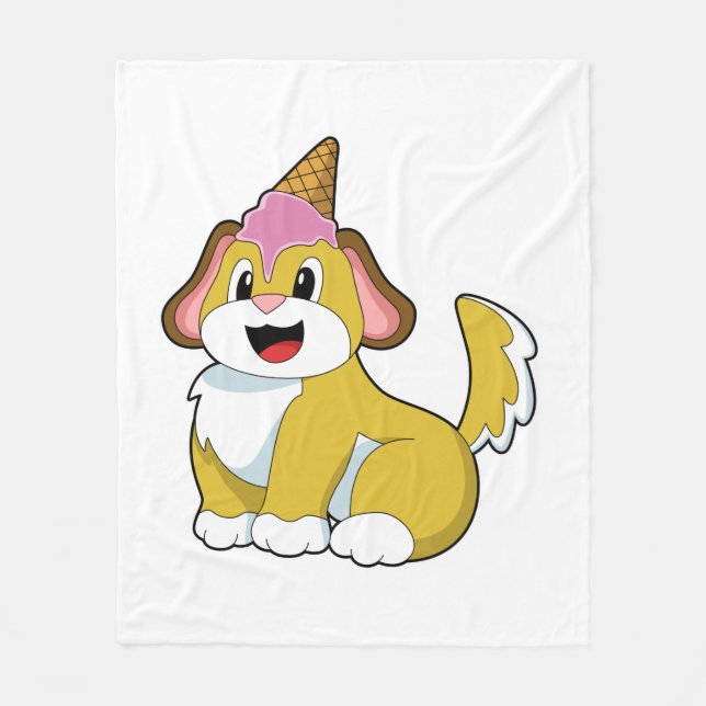 Couverture Polaire Crème glacée Chien avec gaufre (Devant)