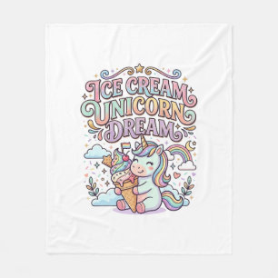 Couverture Polaire Crème Glacée Licorne Rêve de Licorne Typographie D