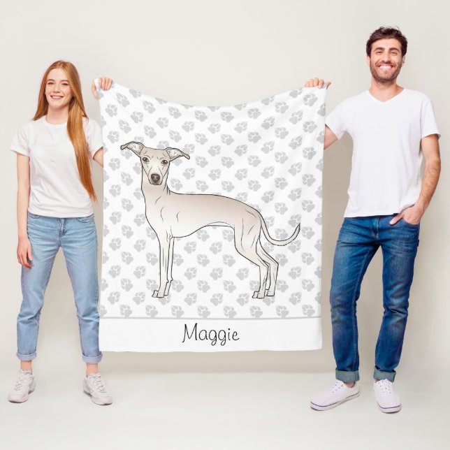 Couverture Polaire Crème Italien Greyhound Dessin Chien Avec Un Nom (En situation)