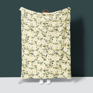 Couverture Polaire Crème jaune de beurre Moderne Ferme Daisy Motif