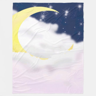 Couverture Polaire Cresent Moon in Soft Clouds Fleece Blanket