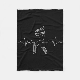 Couverture Polaire Cricket Game Heartbeat - Tsman Cricketer Bowler Tt