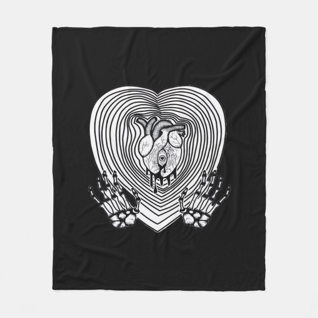 Couverture Polaire Crier Coeur classique - Squelette Mains Coeur (Devant)