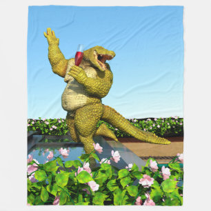 Couverture Polaire Crocodile drôle Champagne Fête Piscine Art