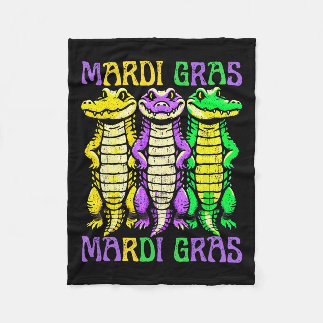 Couverture Polaire Crocodiles Aligator Louisiana Mardi Gras Carnival (Devant)