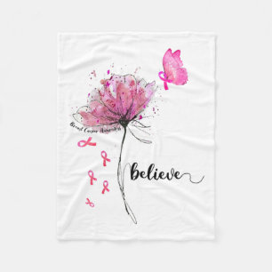 Couverture Polaire Croire le papillon des fleurs rose Ribbon cancer d