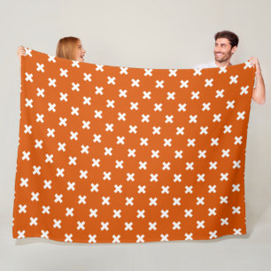 Couverture Polaire Croix blanche coutures sur orange brûlé