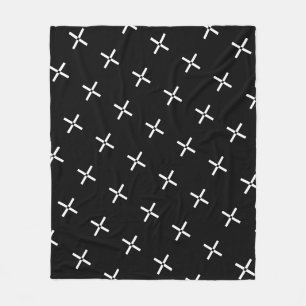 Couverture Polaire Croix blanche noire Plus Motif moderne géométrique
