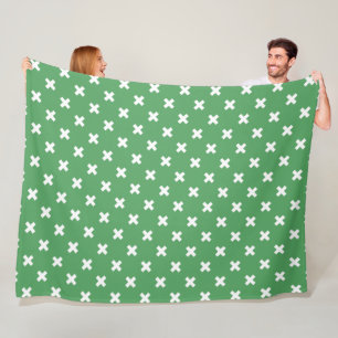 Couverture Polaire Croix blanche sur le vert