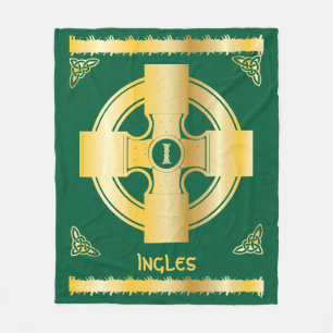 Couverture Polaire Croix celtique et lettre de noeud I Monogramme et