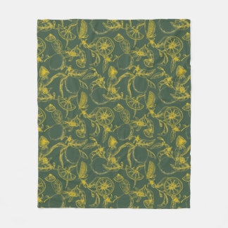 Couverture Polaire Croquis de citron jaune sur vert foncé